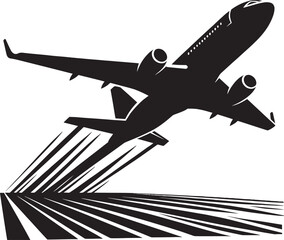 Airplane Flying silhouette flat vector illustration isolated on a white background