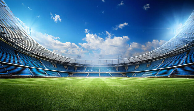 Image material of a large stadium. Background material of a sunny stadium.