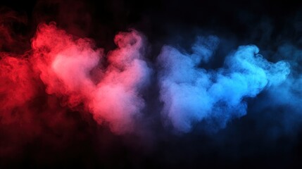 Red and blue smoke clouds on black transparent background with neon glow effect for sport versus concept. with generative ai