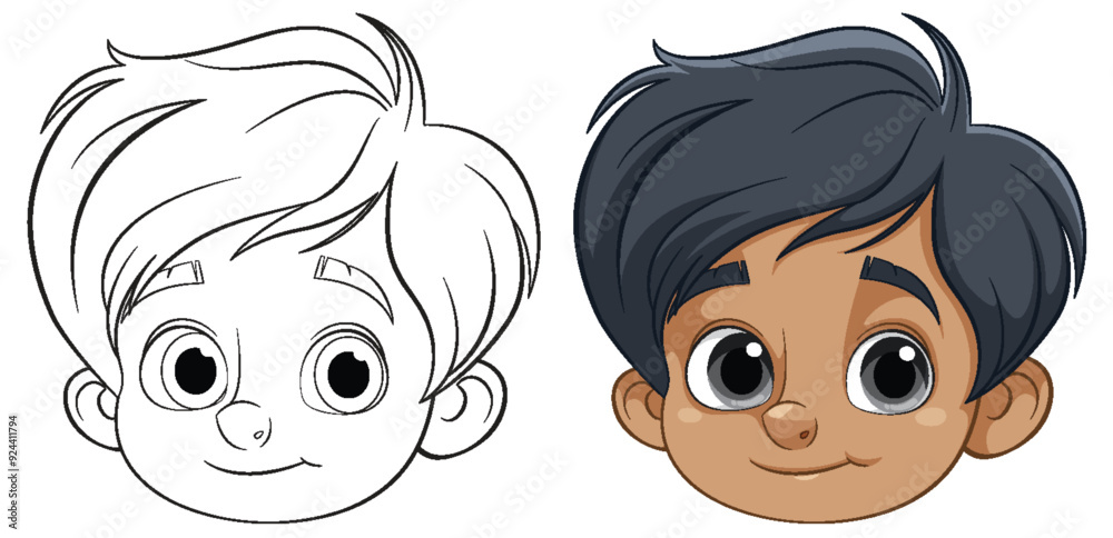 Sticker cute cartoon boy character