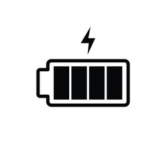 battery charge indicator, full charged battery icon, electric power, outline drawing style