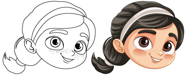 Smiling Tennis Girl Illustration