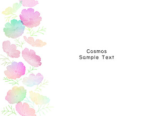 カラフルなコスモス畑のフレーム背景イラスト