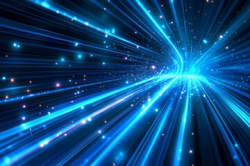 Naklejka premium Abstract blue background with speed lines and light effects.