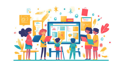 Obraz premium Welcome to the new school year and the children returning to school