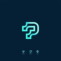 Fototapeta premium modern letter TP tech or PT technology logo concept vector icon