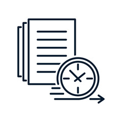 Concept fast document processing. Vector linear icon isolated on white background.