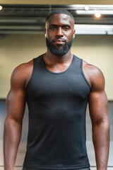 portrait of a black personal fitness trainer at the gym