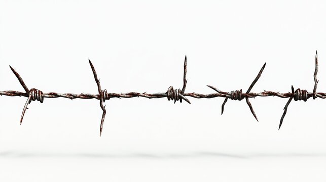 barbed wire element in isolated white background