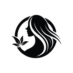 Elegant female beauty care black logo icon isolated on white background