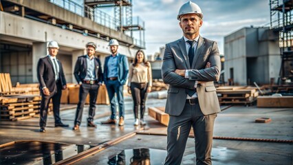 Obraz premium manager on the background of a concrete slab