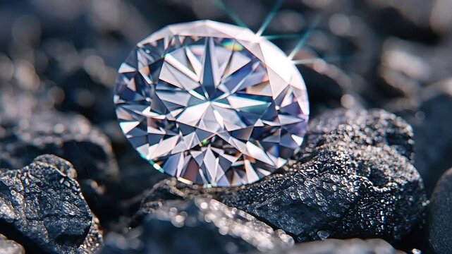 A close-up of the small, priceless beauty. close-up of a sparkling crystal gemstone. opulent and pricey jewellery. diamond without colour. Perfectly rounded diamond