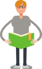 Male Character Reading Book
