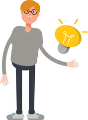 Male Character and Light Bulb
