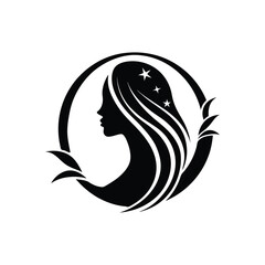 Elegant female beauty care black logo icon isolated on white background