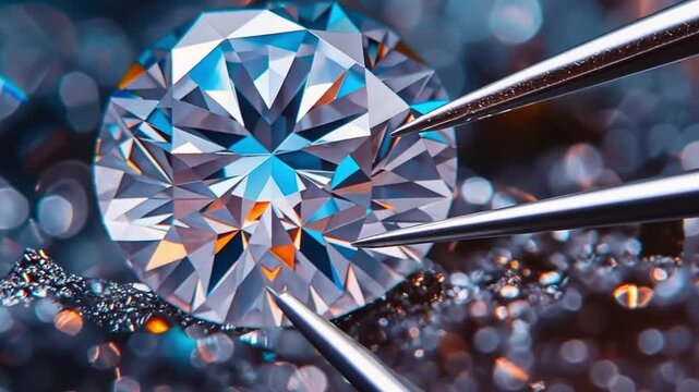 A close-up of the small, priceless beauty. close-up of a sparkling crystal gemstone. opulent and pricey jewellery. diamond without colour. Perfectly rounded diamond