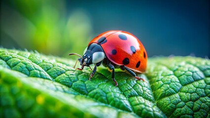 Obraz premium Vibrant close-up of a ladybird on a leaf in the garden