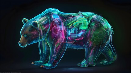 Majestic Cybernetic Bear   Futuristic Digital Showcasing Technological Harmony