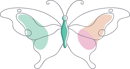 Butterfly continuous one line drawing lineart design