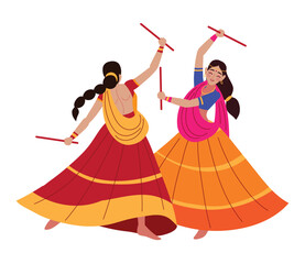 indian women celebrating navratri festival