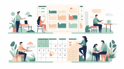 A group of people are working in an office setting