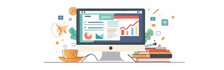 Modern Business Illustration: Data Analysis and Growth