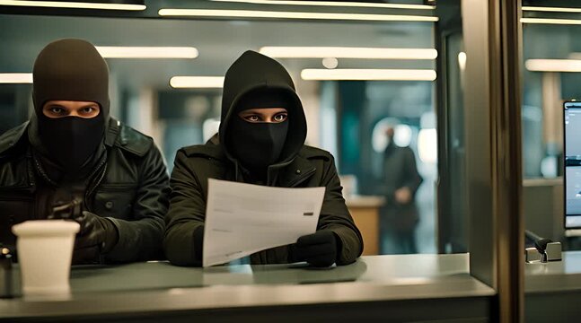 Balaclava-Clad Thieves Robbing Financial Institution