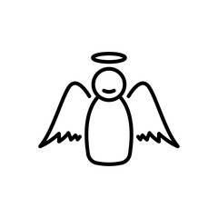 Angel line icon on white background.