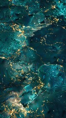 Fototapeta premium Digital blue and gold water fluid abstract graphic poster background