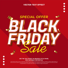 Vector black friday for social media banner or poster with gold confetti