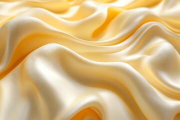 Obraz premium Golden satin fabric draped in smooth, flowing folds, creating a luxurious, elegant texture, Ideal for backgrounds, fashion, and design projects, emphasizing opulence and sophistication,