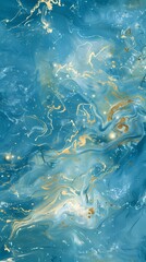 Fototapeta premium Digital blue and gold water fluid abstract graphic poster background