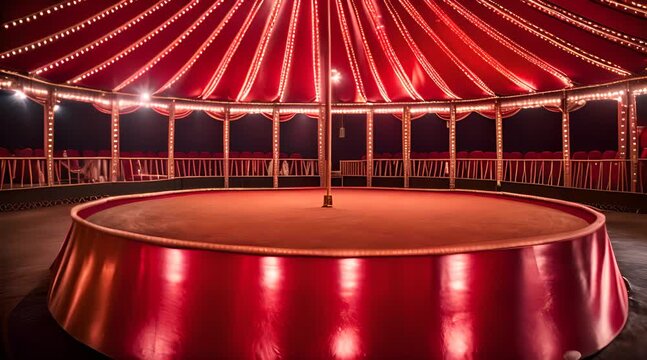 Circus Arena Interior with Performers and Equipment