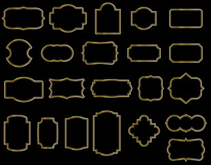 Obraz premium 二重線のクラシカルな形,高級感のある金のグラデーションフレーム,ラベルイラスト