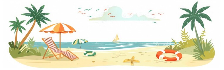 Obraz premium Tropical Beach Paradise: Relaxing Summer Vacation Scene
