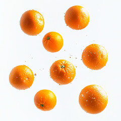 oranges floating in the air