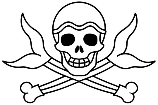 recommend clip art: skull sword cartoon pirate tattoo marine nautical icon. Vector illustration.