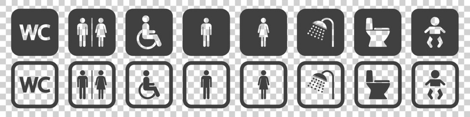 WC icon set on white background