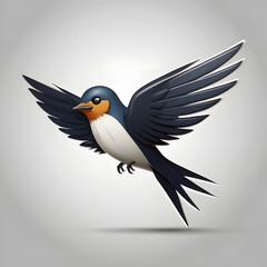 Obraz premium 3d Illustration of a Cute single bird logo on a white background,3d blue bird,illustration of a bird