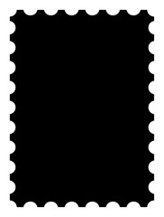 Black portrait postage stamp empty frame template vector illustration with zigzag border