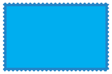 Blue empty postage stamp frame with zigzag border
