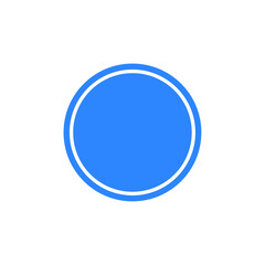 blue circle button shape vector with outline