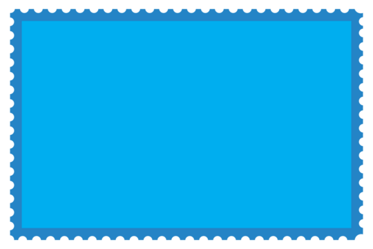 Blue empty postage stamp frame with zigzag border