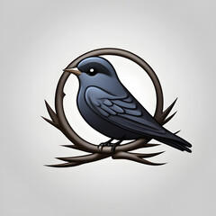 Obraz premium 3d Illustration of a Cute single bird logo on a white background,3d blue bird,illustration of a bird