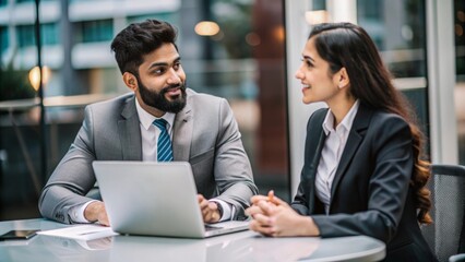 Indian HR representative discussing compensation and benefits with an employee.
