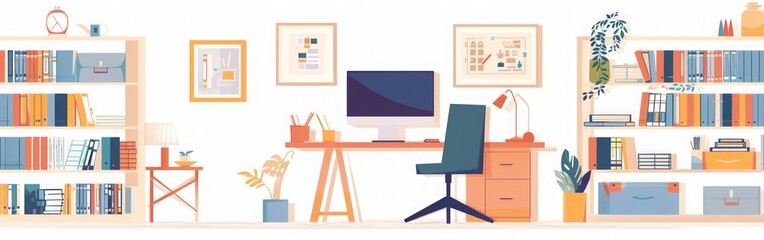 Naklejka premium Modern Home Office Design: Workspace Inspiration