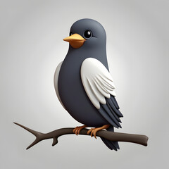 Obraz premium 3d Illustration of a Cute single bird logo on a white background,3d blue bird,illustration of a bird