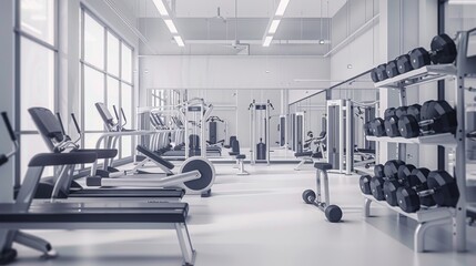 Modern Gym Interior with Fitness Equipment