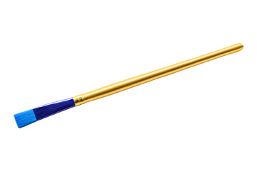Fototapeta premium Isolated Paintbrush with Blue Bristles and Golden Handle
