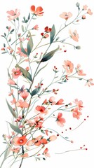 Vintage watercolor decoration wedding card flowers illustration poster background